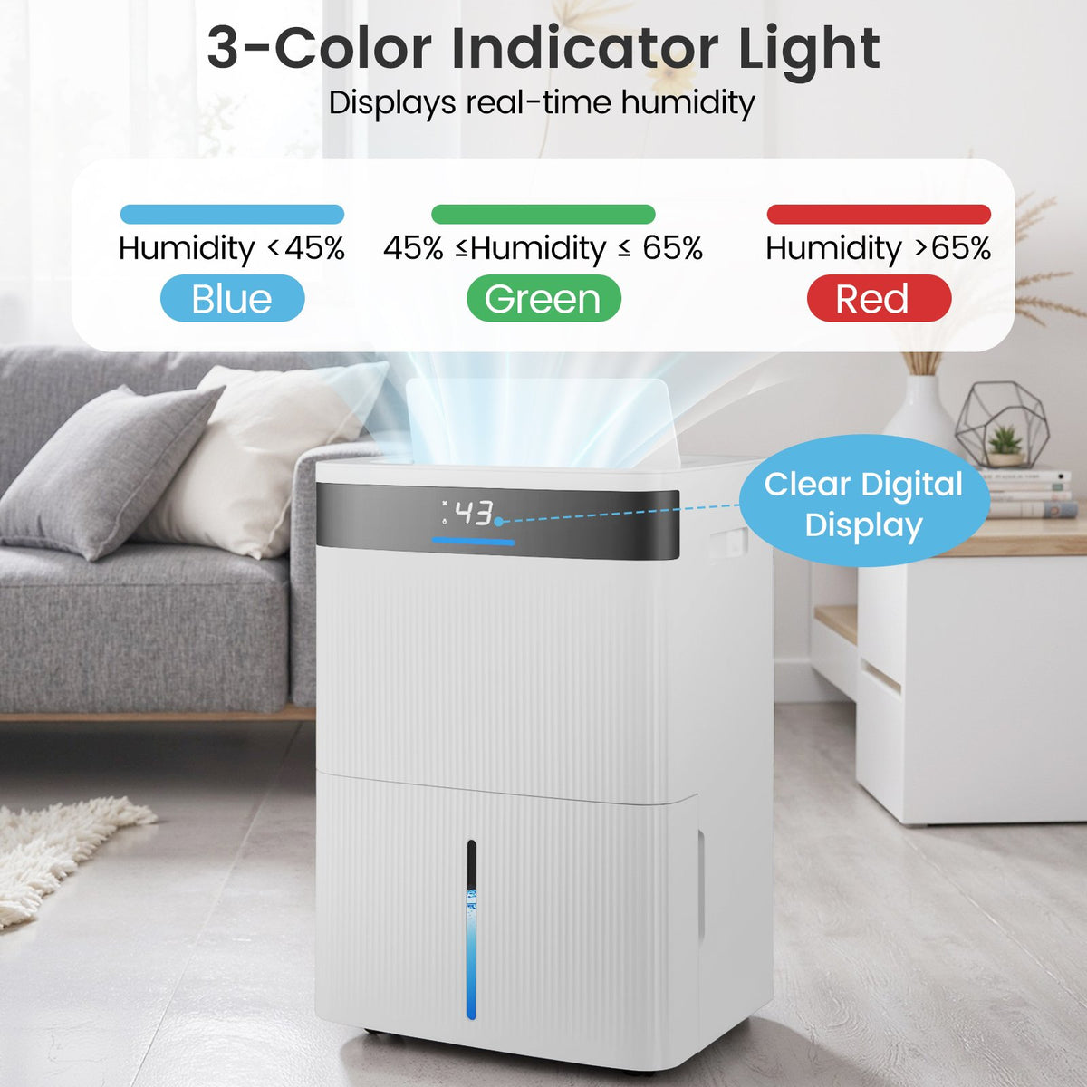 74 Pints Dehumidifier for Home 4500 Sq.Ft Dehumidifier-White view 9