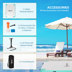 8' x 6' Water Floating Dock, Rafting Inflatable Island with Air Pump and Backpack for Pool, Beach, Ocean, Blue & Green