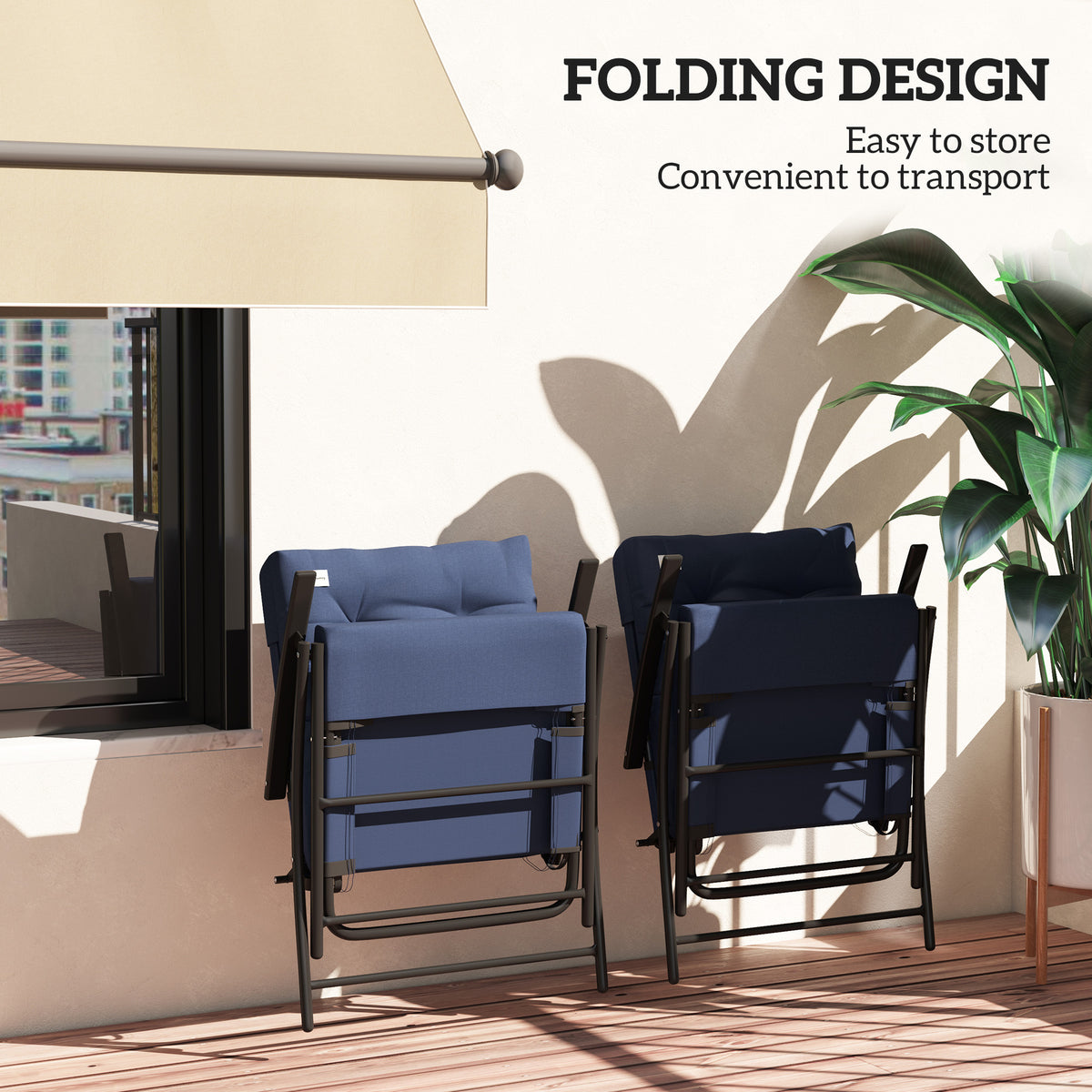Set of 2 Outdoor Folding Chairs with Adjustable Backrest, Padded Camping Chairs for Outdoor Events, Grey – view 25