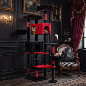 75 Inch Gothic Cat Tree with 2 Plush Perches for Indoor Cats view 2