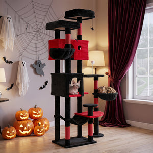 75 Inch Gothic Cat Tree with 2 Plush Perches for Indoor Cats view 3