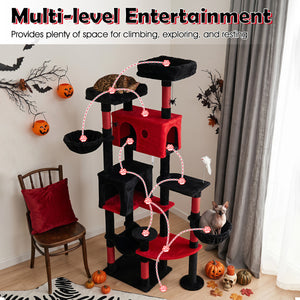 75 Inch Gothic Cat Tree with 2 Plush Perches for Indoor Cats view 6