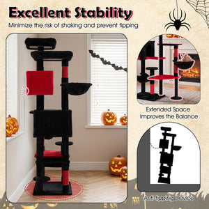 75 Inch Gothic Cat Tree with 2 Plush Perches for Indoor Cats view 7
