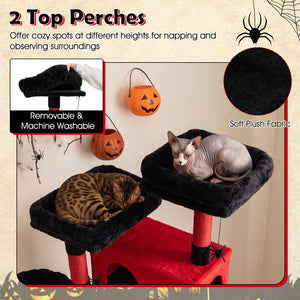 75 Inch Gothic Cat Tree with 2 Plush Perches for Indoor Cats view 8