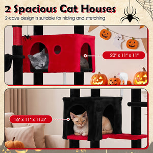75 Inch Gothic Cat Tree with 2 Plush Perches for Indoor Cats view 9