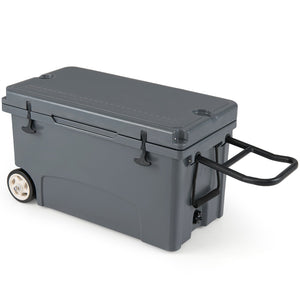75 Quart Portable Hard Cooler with 6-Day Ice Retention and Wheels-Gray