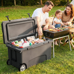 75 Quart Portable Hard Cooler with 6-Day Ice Retention and Wheels-Gray view 2