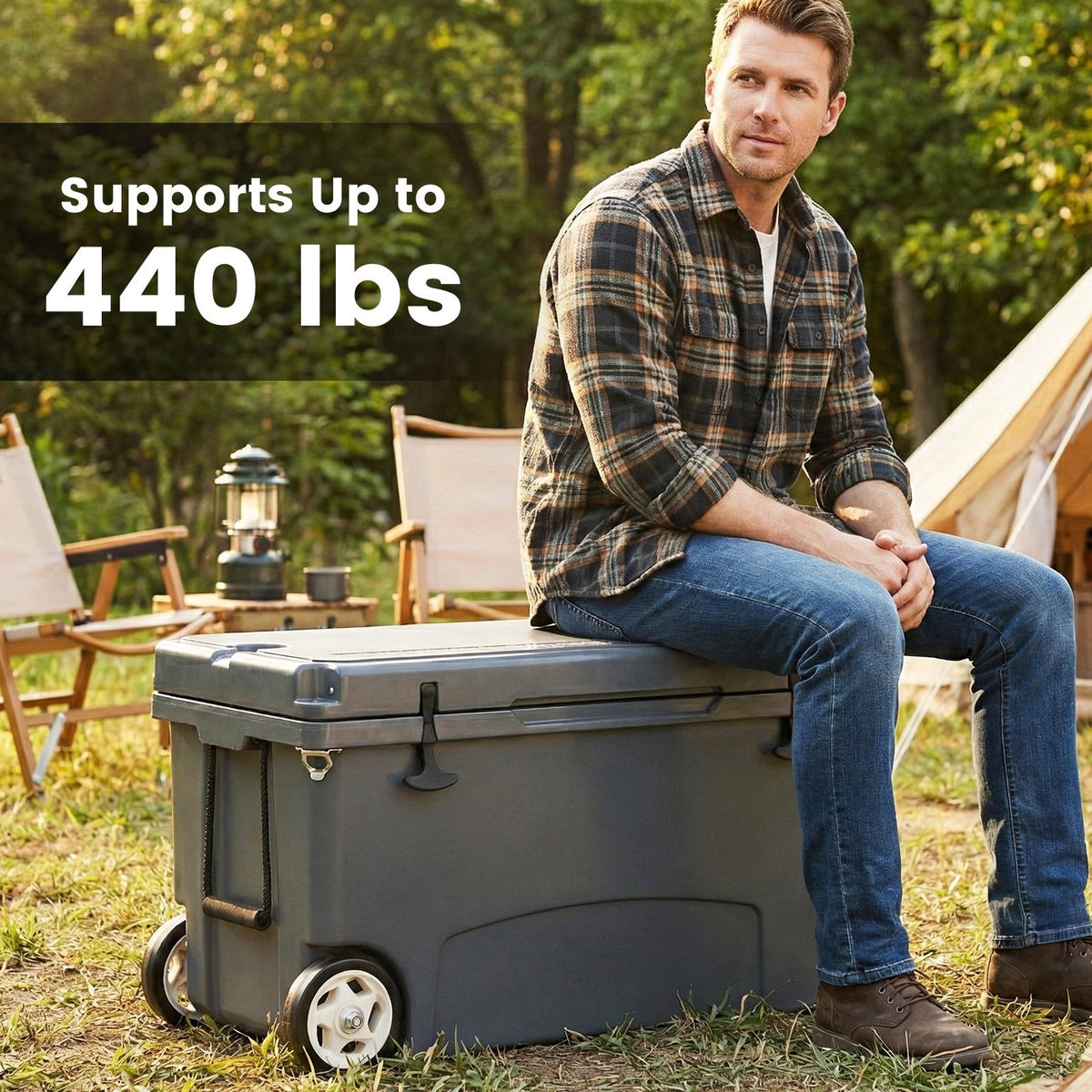 75 Quart Portable Hard Cooler with 6-Day Ice Retention and Wheels-Gray view 5
