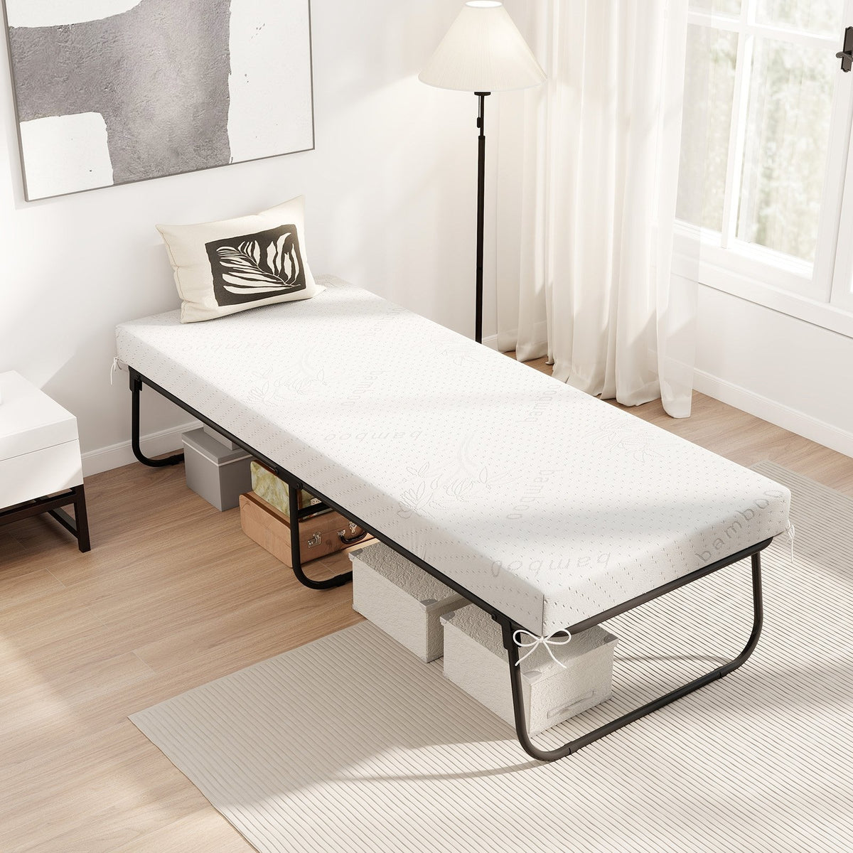 75 x 31 Inch Folding Bed with Mattress Cot Size with Memory Foam view 2