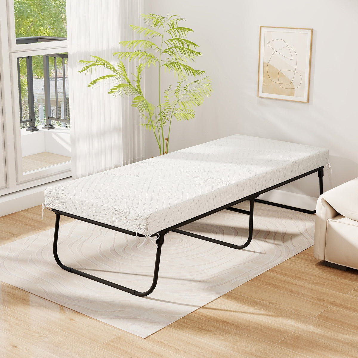 75 x 31 Inch Folding Bed with Mattress Cot Size with Memory Foam view 5