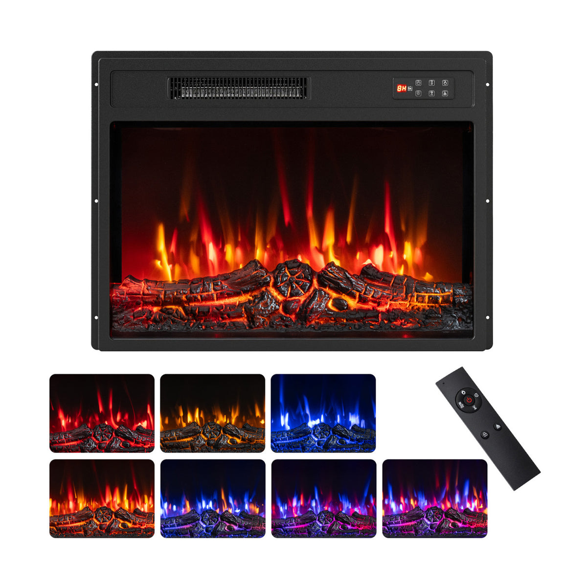 750/1500W Electric Fireplace Insert with Low Noise and Remote Control-23 inches