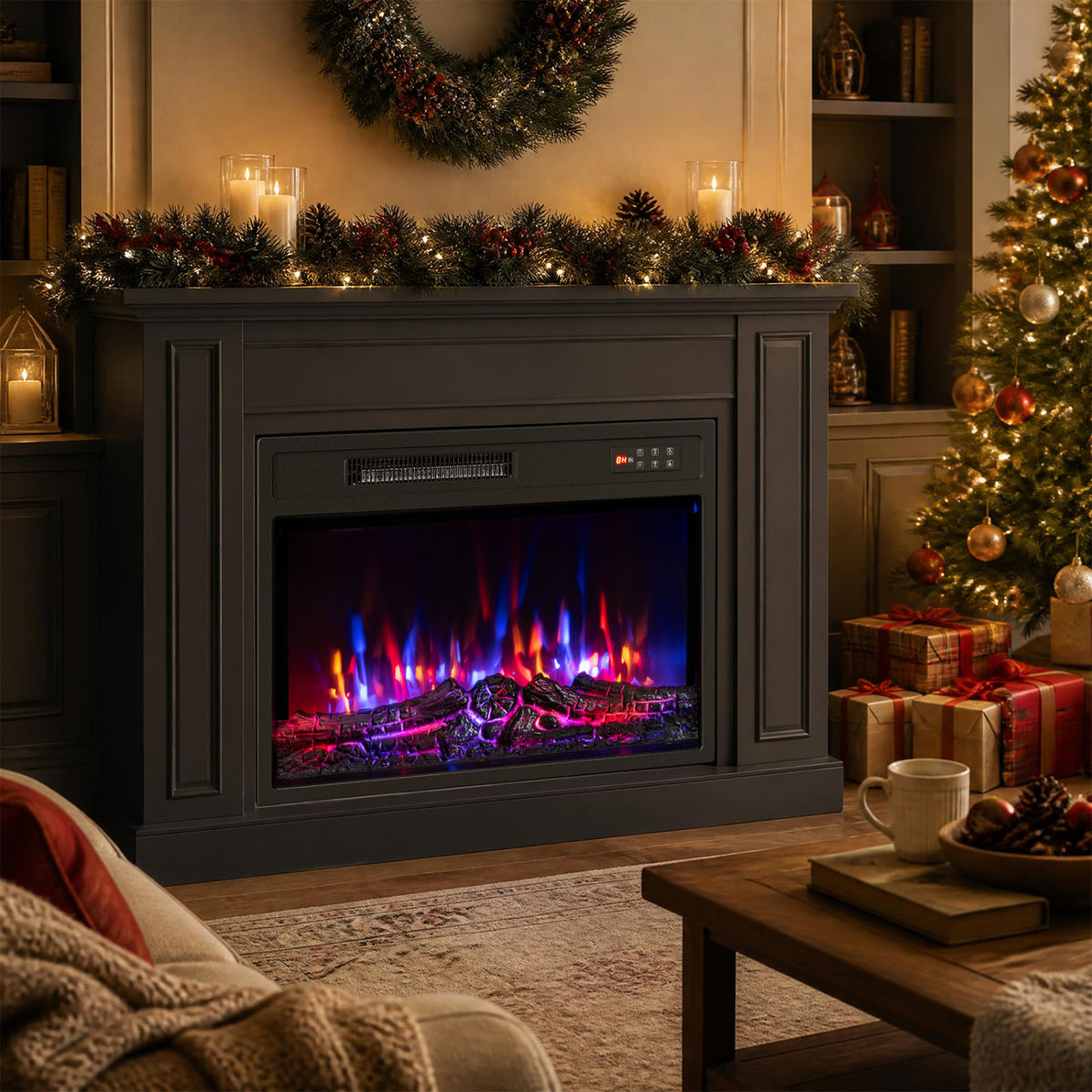 750/1500W Electric Fireplace Insert with Low Noise and Remote Control-23 inches view 2