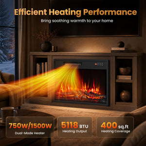 750/1500W Electric Fireplace Insert with Low Noise and Remote Control-23 inches view 6