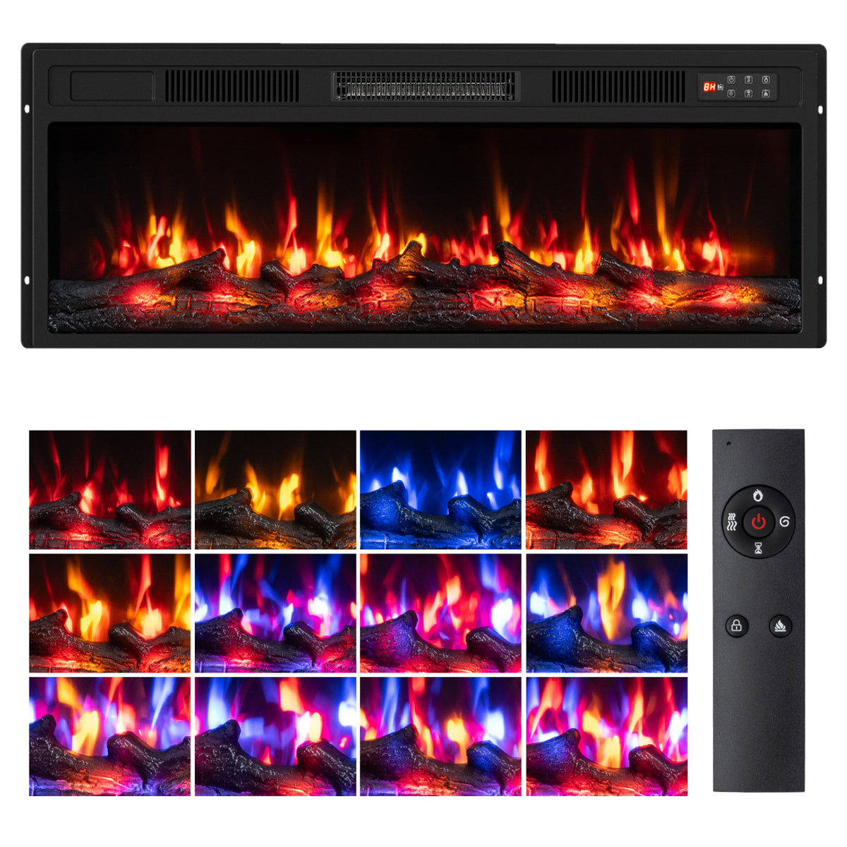 750/1500W Electric Fireplace Insert with Low Noise and Remote Control-36 inches