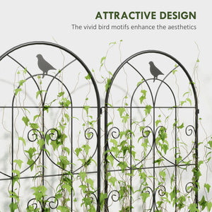 Set of 2 Metal Garden Trellis, Decorative Trellis Panels, Bird Design, 120 x 50 cm, Black – view 18