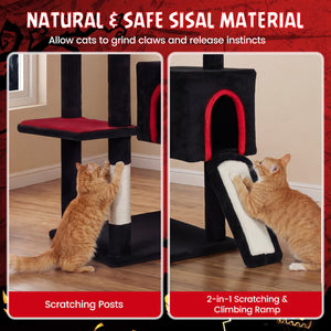 75 Inch Gothic Cat Tree with 2 Condos and Top Perch for Large Cats 20+ LBS-Black view 9