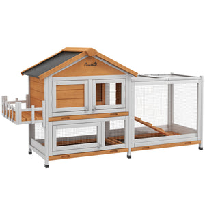 65" Wooden Rabbit Hutch, Pet Playpen with Openable Roof, Storage Box, for Rabbits and Small Animals – view 15