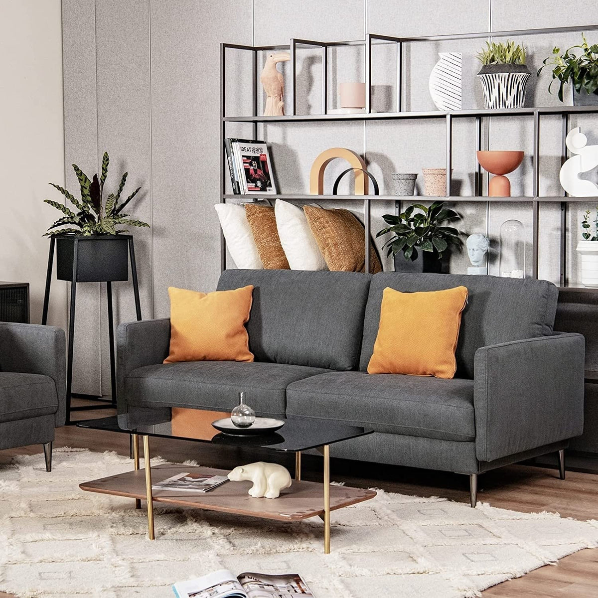 Modern Loveseat with Comfy Backrest Cushions-Gray view 3