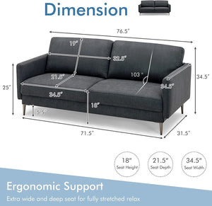 Modern Loveseat with Comfy Backrest Cushions-Gray view 4
