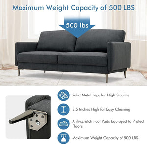 Modern Loveseat with Comfy Backrest Cushions-Gray view 5
