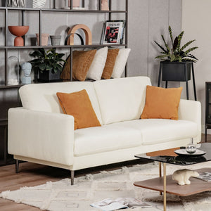 Modern Loveseat with Comfy Backrest Cushions-White view 3