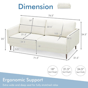 Modern Loveseat with Comfy Backrest Cushions-White view 4