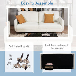 Modern Loveseat with Comfy Backrest Cushions-White view 7