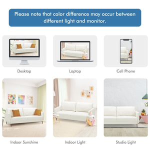 Modern Loveseat with Comfy Backrest Cushions-White view 8