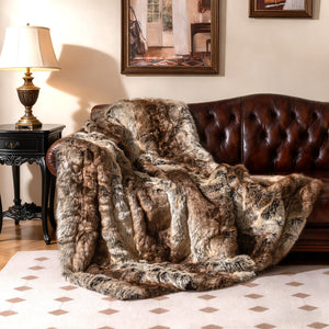760GSM Soft Plush Fuzzy Luxury Faux Raccoon Fur Blanket for Sofa-M view 3