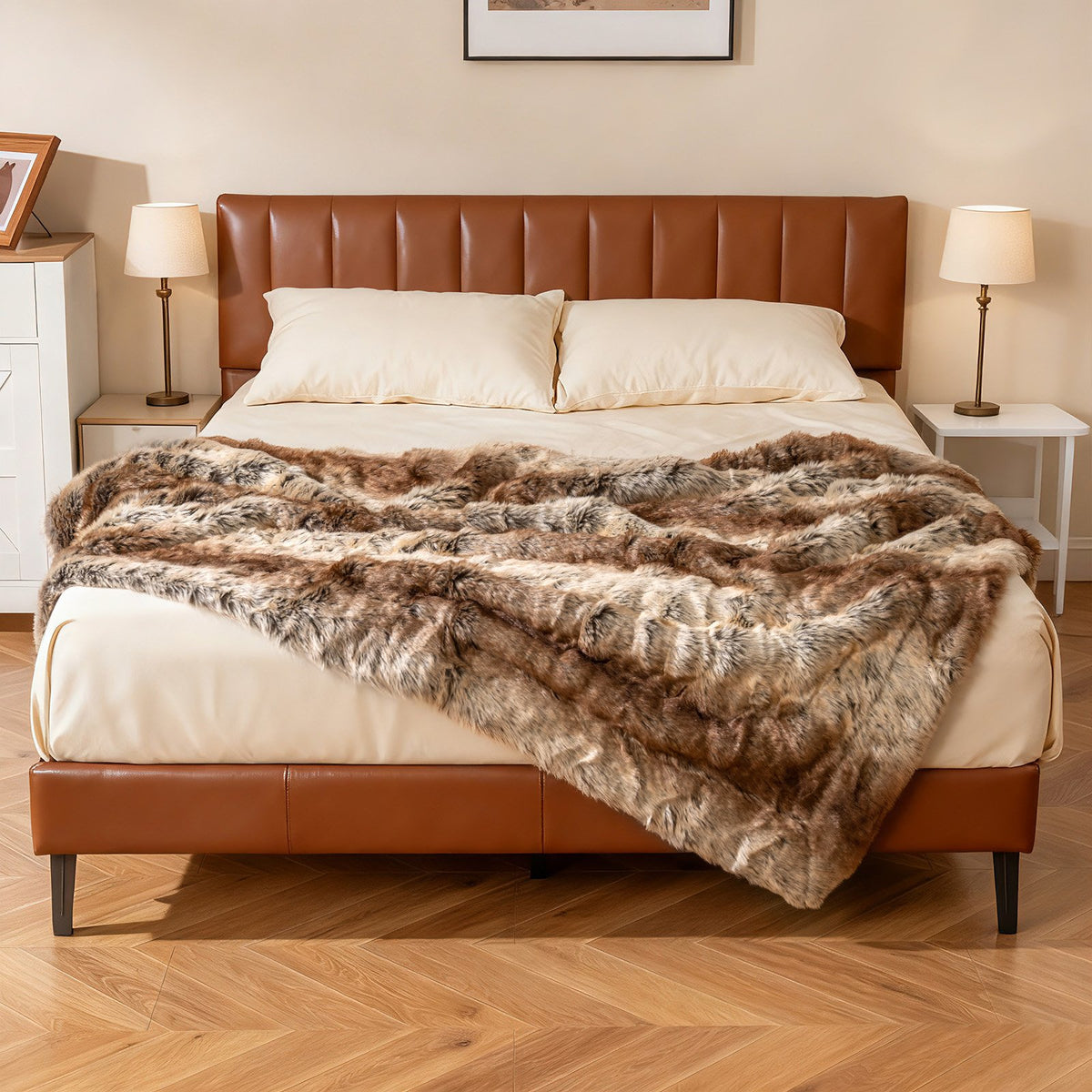 760GSM Soft Plush Fuzzy Luxury Faux Raccoon Fur Blanket for Sofa-M view 6