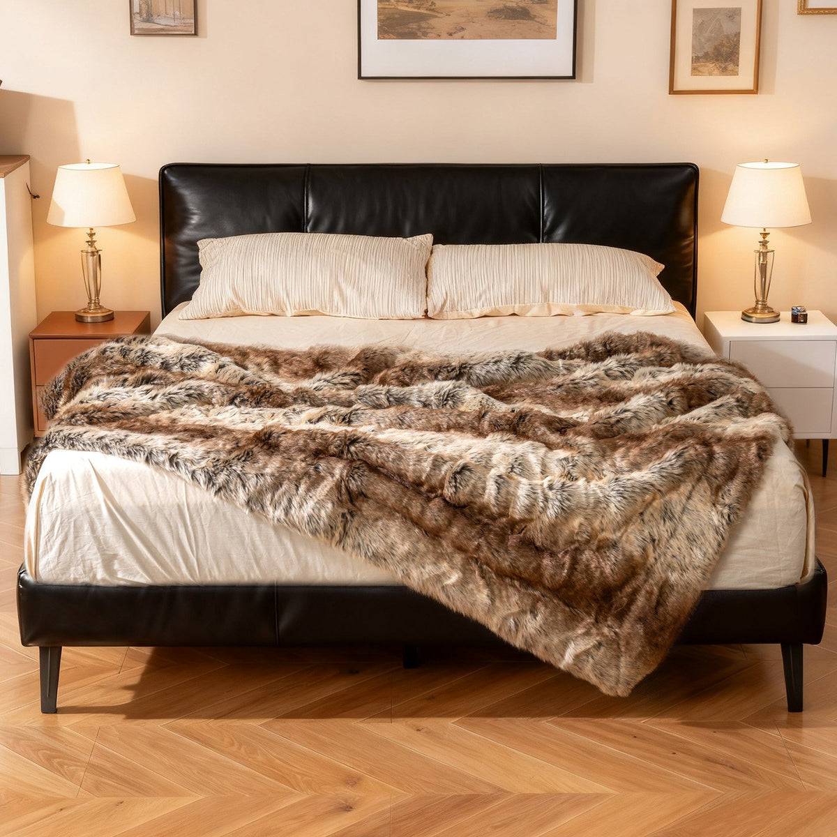760GSM Soft Plush Fuzzy Luxury Faux Raccoon Fur Blanket for Sofa-M view 7