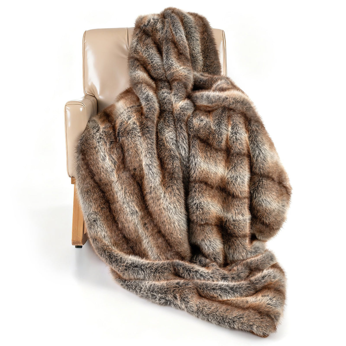 780GSM Soft Plush Fuzzy Luxury Faux Fox Fur Blanket for Sofa-Brown view 4