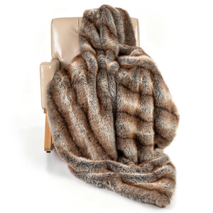 780GSM Soft Plush Fuzzy Luxury Faux Fox Fur Blanket for Sofa-Brown view 4