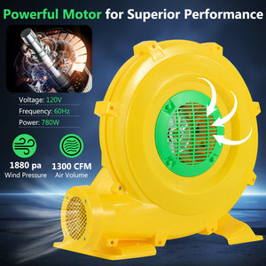 780W Bounce House Blower 1 HP Portable Air Pump Fan with Handle and Ground Stakes view 5