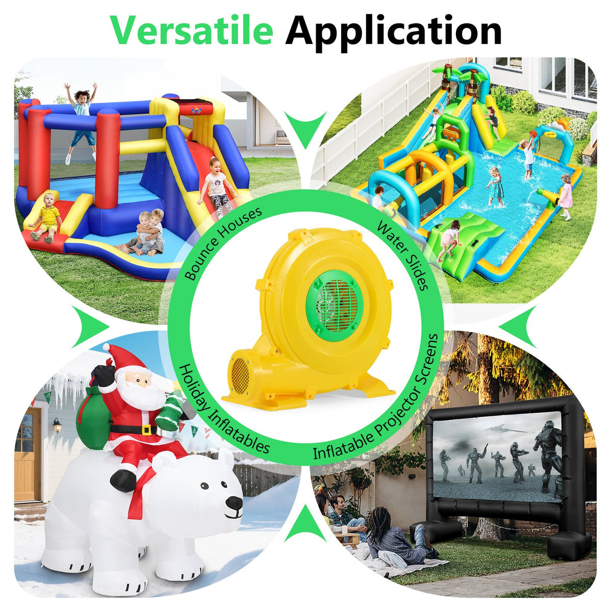 780W Bounce House Blower 1 HP Portable Air Pump Fan with Handle and Ground Stakes view 9