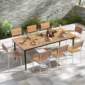 79 Inch Acacia Wood Outdoor Dining Table for 8 with 1.9 Inch Umbrella Hole view 2