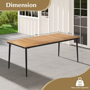 79 Inch Acacia Wood Outdoor Dining Table for 8 with 1.9 Inch Umbrella Hole view 5
