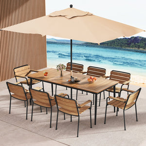 79 Inch Acacia Wood Outdoor Dining Table for 8 with 1.9 Inch Umbrella Hole view 6
