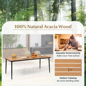 79 Inch Acacia Wood Outdoor Dining Table for 8 with 1.9 Inch Umbrella Hole view 7