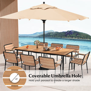 79 Inch Acacia Wood Outdoor Dining Table for 8 with 1.9 Inch Umbrella Hole view 8
