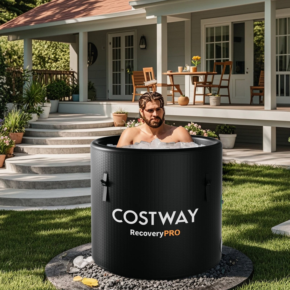 79 Gal Water Chiller Compatible Cold Plunge Tub with Cover-Black view 2