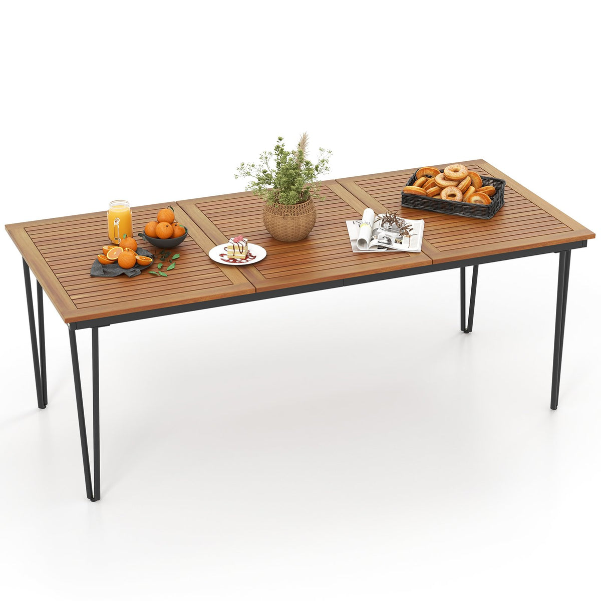 79 Inch 8-Person Outdoor Dining Table with 1.9 Inch Umbrella Hole view 4