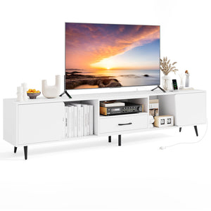 79 inches TV Stand for TVs up to 90 Inches Entertainment Center Wood Media Console Table Modern Mid Century TV Cabinet-White view 4