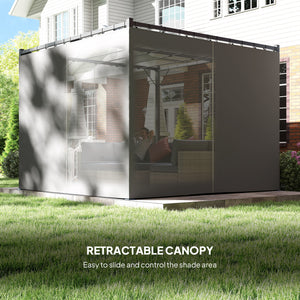 10' x 10' Retractable Pergola Canopy with Sidewalls, Metal Outdoor Gazebo Sun Shade Shelter, Beige – view 18
