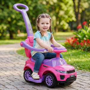 Aosom 3 in 1 Kid Ride on Push Car, Toddlers Sliding Walking Car, with Horn, Music, Light, Parent Control Handle, Secure Bar, Under Seat Storage, for Boy Girl 18-36 Months