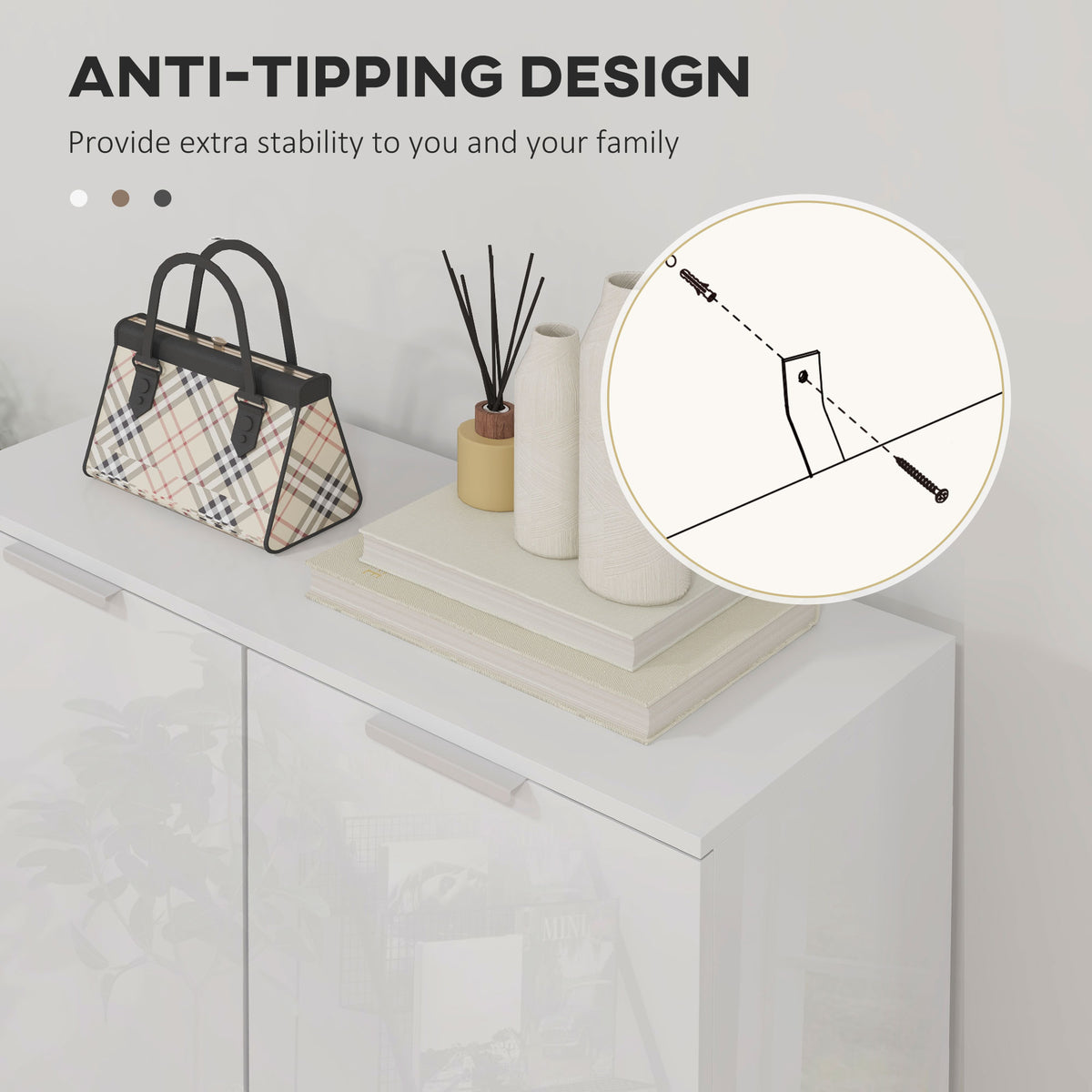 Shoe Cabinet, Shoe Storage Cabinet with Soft-Close Hinges and Adjustable Shelves, Holds 15-20 Pairs, High Gloss White