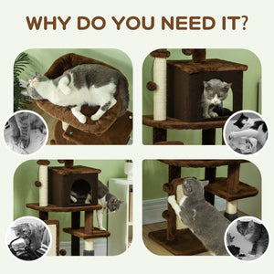 41 Inch Cat Tree with Scratching Posts, Cat Bed, Condo, Grooming Brush, Jumping Platforms, Toy Balls, Anti-tip Kit