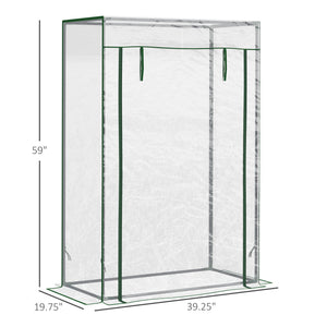 40"L x 20"W x 59"H Walk-in Garden Greenhouse with Steel Frame Outdoor Hot House Tomato Plant Warm House w/ Roll up Door, Plastic Cover, Clear