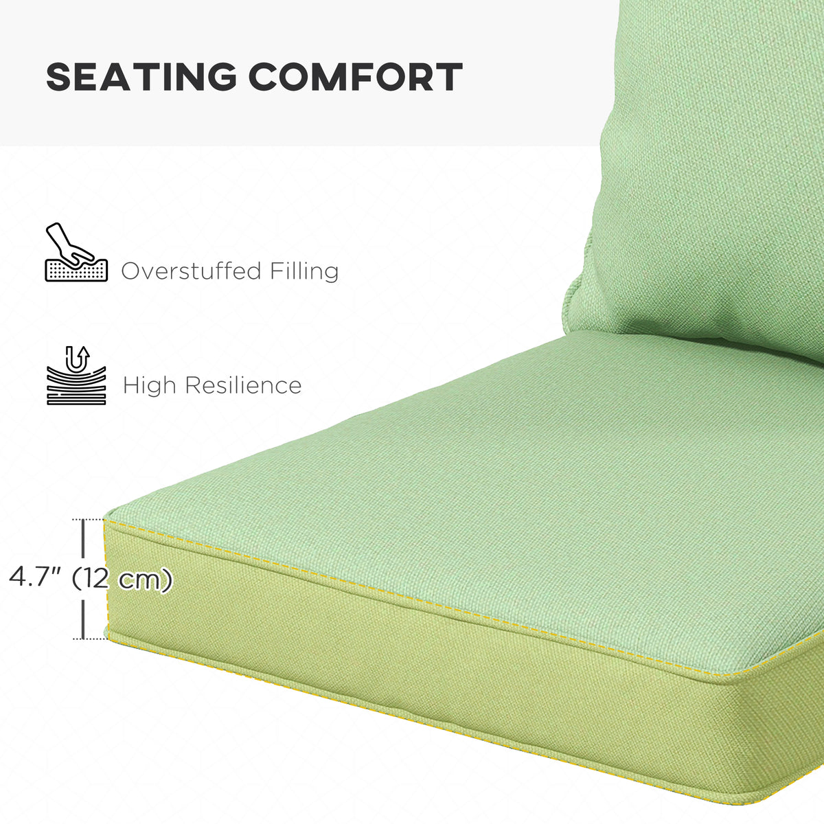 Seat Cushion Back Pillows Replacement Set of 2, Patio Chair Cushions Set for Indoor Outdoor, Blue – view 19