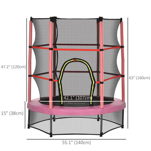55" Kids Trampoline with Enclosure Net for Indoor/Outdoor, Trampoline for Boys and Girls Age 3-6 Years, Red – view 12